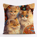 GobekUsa Cat Design Linen Pillowcase 45x45cm for Home Decor and Cushion Covers