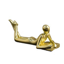 GobekUsa Golden Thinker Reader Man Resin Figure: Abstract Home Decor Figurine