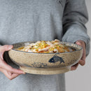 GobekUsa 9" Retro Ceramic Ramen Noodle Bowl - Japanese Style Soup Bowl for Pickled Cabbage Fish