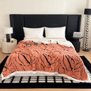 GobekUsa Leaf Jacquard Double-Layer Flannel Blanket for Sofa and Bed
