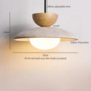 GobekUsa LED Hanging Pendant Light Mid-Century Modern Yellow Travertine Wood Living Room