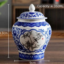 GobekUsa Blue & White Porcelain Tea Canister | Ceramic Sealed Caddy Jar