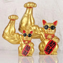 GobekUsa Large Muscle Arm Fortune Cat Resin Sculpture Home Decor Statue