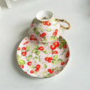 GobekUsa Flowers Pattern Porcelain Coffee Cup & Saucer Set - Exquisite Tea & Juice Mug