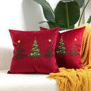 GobekUsa Christmas Tree Embroidered Cushion Cover - Festive Decor Pillow Cover