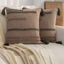 GobekUsa Green Coffee Geometric Tuft Tassel Cushion Cover - Modern Minimalist Embroidered Pillowcase