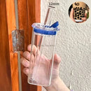 GobekUsa Heat Resistant Glass Cup with Lid and Straw for Coffee, Milk, Tea, Juice
