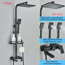 GobekUsa Black Brass Shower Faucet Set with Rotatable Tub Spout and Rain Shower Column