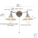 GobekUsa Industrial LED Wall Light Fixture with Pull Chain Switch, 2 Heads Bedside Lamp