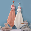 GobekUsa Cartoon Rabbit Coral Velvet Hand Towel - Quick Dry Kitchen Bathroom Cleaning Towel