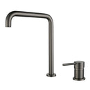 GobekUsa Gun Grey Bathroom Faucet with Super Long Pipe, 360° Rotating, Two Holes