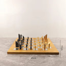 "GobekUsa Geometric Block Chess Set - Wooden Metal Chessboard Home Decor"