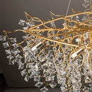 GobekUsa Gold Crystal Chandelier LED Round Light Island Branch Chandelier