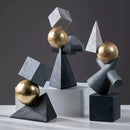 GobekUsa Geometric Gold Ball Abstract Sculpture Triangular Statues for Home Decor