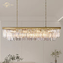 GobekUsa LED Rectangular Crystal Chandelier for Dining Living Kitchen Island