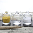 GobekUsa Glass Seasoning Can with Spoon - Spice Jar for Sugar Salt Pepper Powder