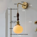 GobekUsa Ceramic Copper Wall Light Fixture with Pull Chain Switch, E27 LED, Modern Nordic Design