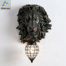 GobekUsa Lion Head Crystal Led Wall Lamp for Bedroom, Ktv, Living Room, Resin Wall Light