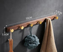 GobekUsa Brushed Gold Wood and Aluminum Robe Hook Towel Hanger for Bathroom and Kitchen