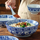 GobekUsa Blue and White Ceramic Soup Bowl - Perfect for Noodles and Soups