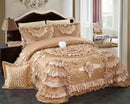 GobekUsa Luxe Champagne Jacquard Lace Bedspread Set with Pillowcases