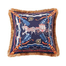 GobekUsa Jungle Animal Collection Cushion Cover with Gold Tassel Fringe - Luxury Satin Pillowcase
