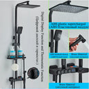 GobekUsa Digital Display Thermostatic Shower Faucet Set with Rain Shower Column, Black