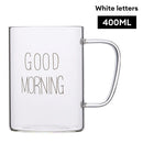 GobekUsa Good Morning Glass Mug - Transparent Tumbler with Handle