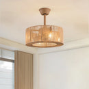 GobekUsa Braided Rope Lantern Ceiling Fan Light: Reversible, Dimmable, 6-Speed Home Decor