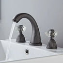 GobekUsa Gold Crystal Handle Basin Faucet, 3 Hole Widespread Bathroom Sink Tap