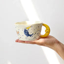 GobekUsa Bear Moon Ceramic Mug: Cute Hand Painted Coffee Cup for Kitchen Drinkware