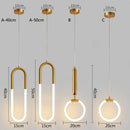 GobekUsa Gold Ring Pendant Lights Warm White LED U Shape Hanging Lamp
