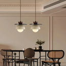 GobekUsa Glass Ball LED Pendant Lamp for Coffee Living Dining Room with Natural Wood and Stone