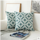 GobekUsa Embroidered Blue Cotton Canvas Cushion Cover for Home Decor
