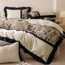 GobekUsa Ice Rayon Summer Bedding Set with Lace - Silky & Cozy Single/Double Bed Set