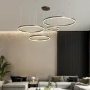 GobekUsa Brushed Rings LED Pendant Chandelier in Gold Coffee Color