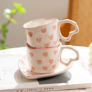 GobekUsa Love Heart Hand Painted Ceramic Coffee Mug Cute Tea Cup for Home Office
