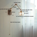 GobekUsa Ash Wood LED Wall Lights Swing Arms Blue Glass Bedside Lamp