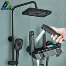 GobekUsa Black Smart Digital Rainfall Shower System with Grey Mixer Tap