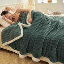 GobekUsa Cozy Rabbit Plush Blanket: Soft Striped Warm Sofa Throw, Absorbent Breathable Nap Blanket
