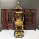 GobekUsa Brass Three-Tiered Tower Incense Burner with Tripod Furnace for Home Buddhist Hall