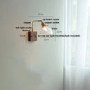 GobekUsa Amber Glass LED Wall Sconce with Walnut Wood, Pull Chain Switch for Living Room