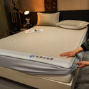 GobekUsa Antibacterial Ice Silky Soft Fitted Sheet Set, Striped Geometric Pattern, Breathable Mattress Cover