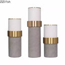 GobekUsa Gold Cylinder Vase Leather Desk Decor Artificial Flower Arrangement