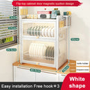 GobekUsa Double-layer Kitchen Dish Drying Rack with Chopstick Cage and Tableware Basket
