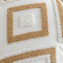 GobekUsa Geometric Cotton Embroidered Pillow Case with Tufted Fringe, Decorative Sofa Cushion Cover