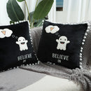 GobekUsa Halloween Ghost Patchwork Pillow Cover - Decorative Embroidered Cushion Cover