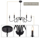 GobekUsa Black 6-Light Chandelier, Wrought Iron Farmhouse Pendant Light, Classic Candle Fixture