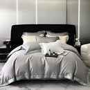 GobekUsa Gold Embroidery Duvet Set, Black Egyptian Cotton Bedding, 1000TC, Double King Queen