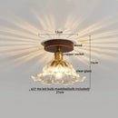 GobekUsa Amber Glass LED Ceiling Light: Modern Aluminum Wood Kitchen Balcony Room Lamp